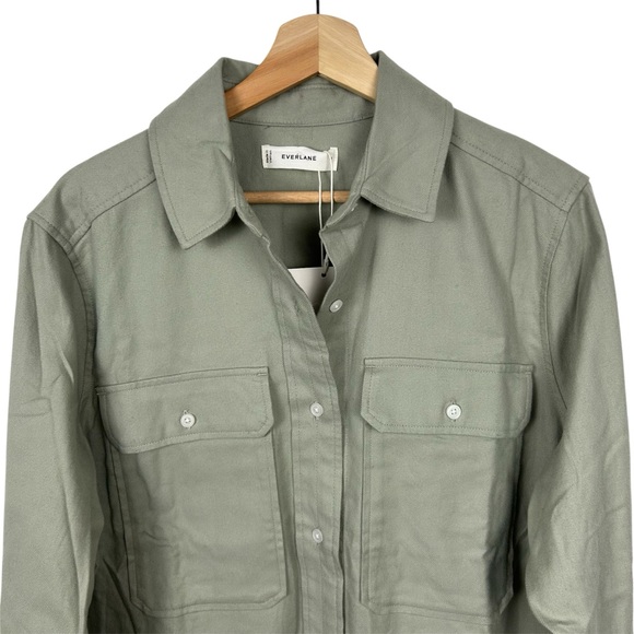 EVERLANE NWT The Boyfriend Shirt in Flannel, Seagrass, Size Medium - Picture 5 of 15